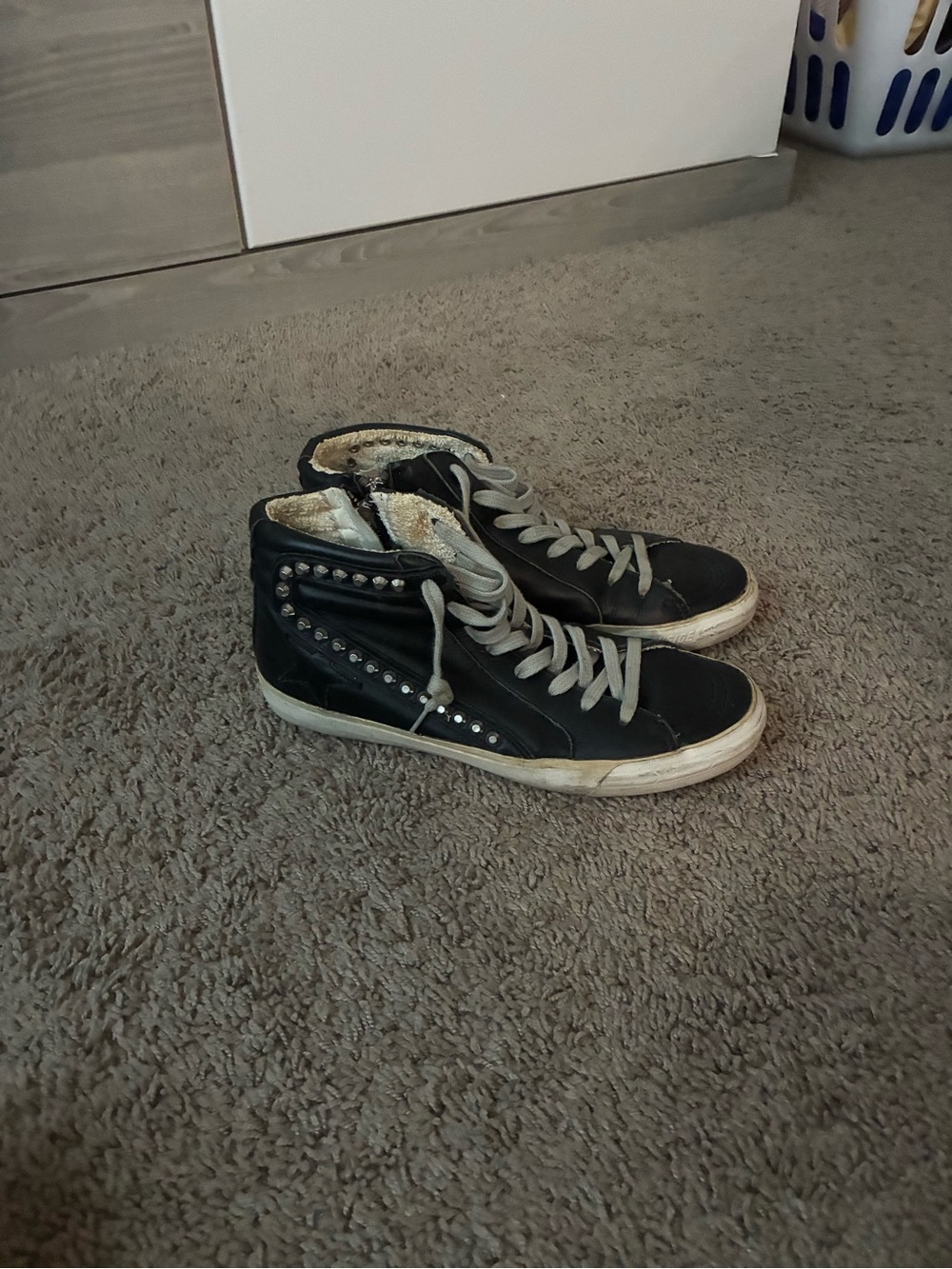 Golden Goose Black Studded High-Top Sneakers with Cream Soles - Picture 3 of 3